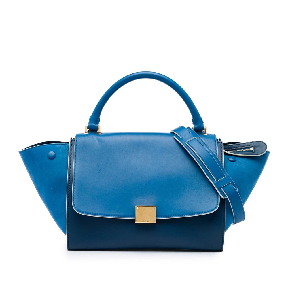 Pre-Loved Celine Small Bicolor Calfskin and Nubuck Trapeze Satchel
